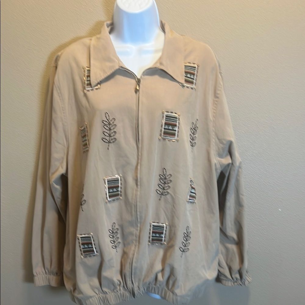 Alfred Dunner Women’s Tan Embroidered Jacket Size 20W
